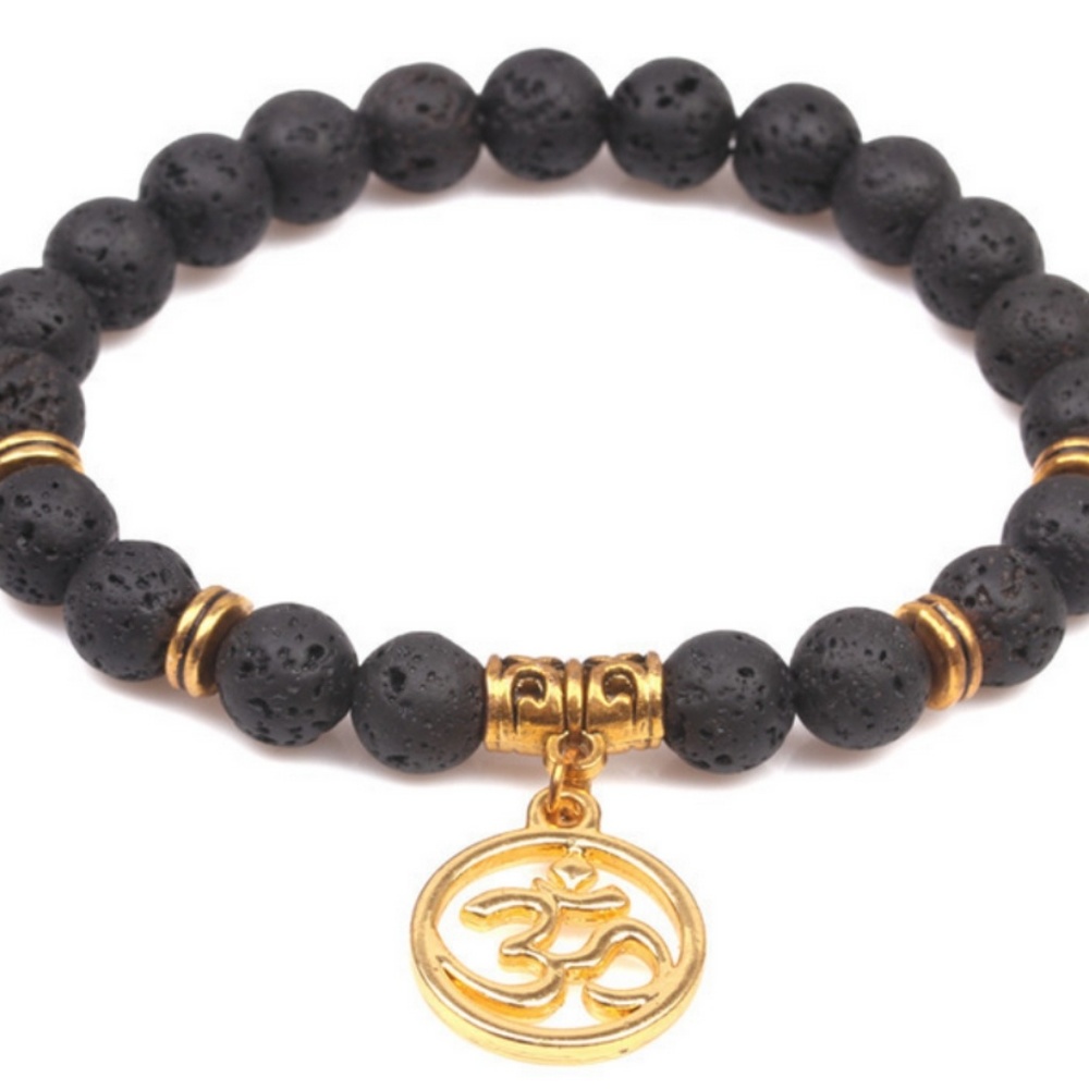 Volcanic Stone bracelet Beaded Ohm AUM